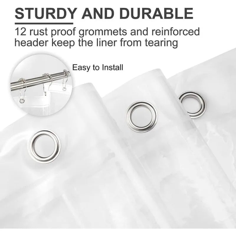 Extra Long Shower Clear Curtain Liner, 72 x 84, Plastic, Waterproof, 3 Magnets, Rustproof Grommets