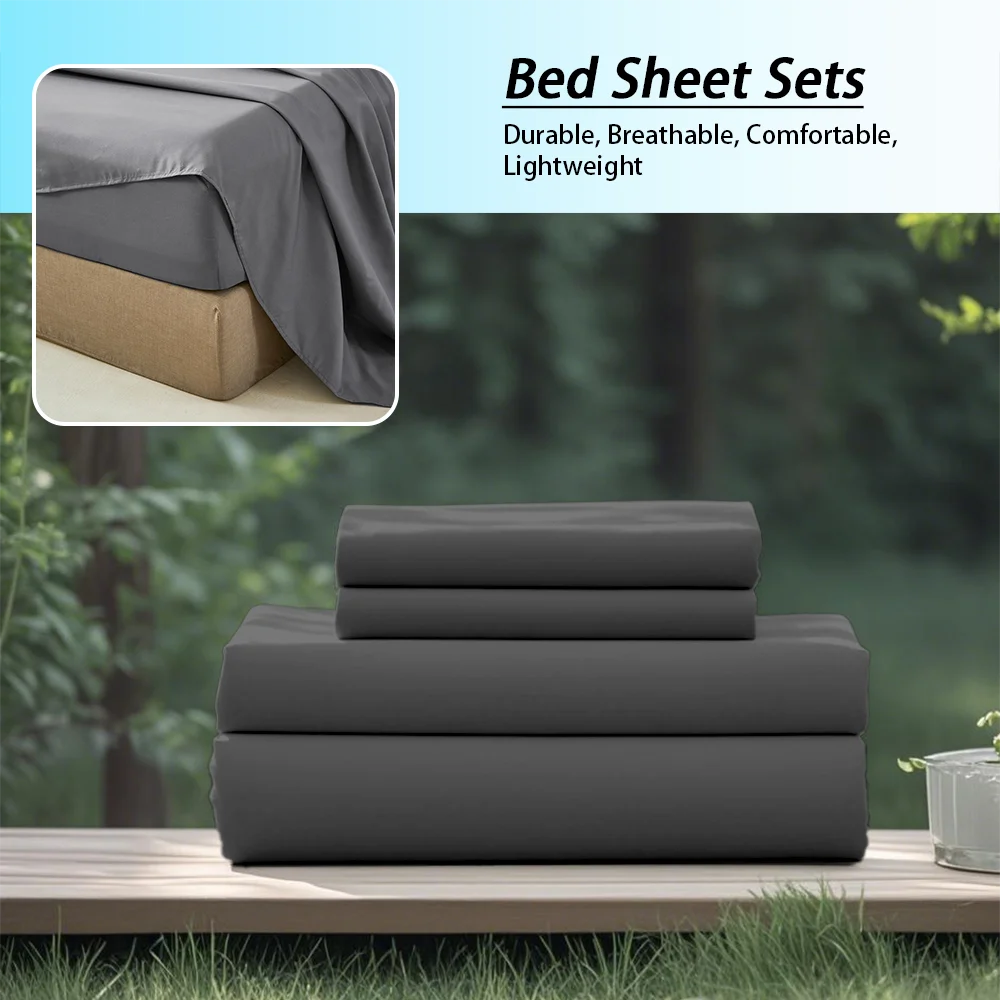 3 or 4 Piece Soft Solid-Color Fashionable Bedding Set, Brushed Microfiber, Various Colors and Sizes