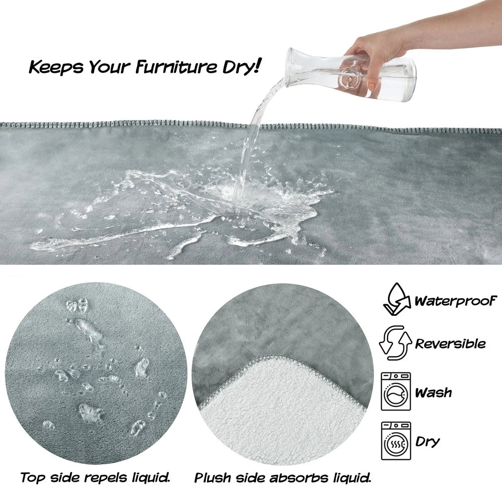 Reversible Waterproof Dog Blanket Soft Sherpa Fleece Plush Flannel Machine Washable Pet Throw Couch Protector 30x40 Inch