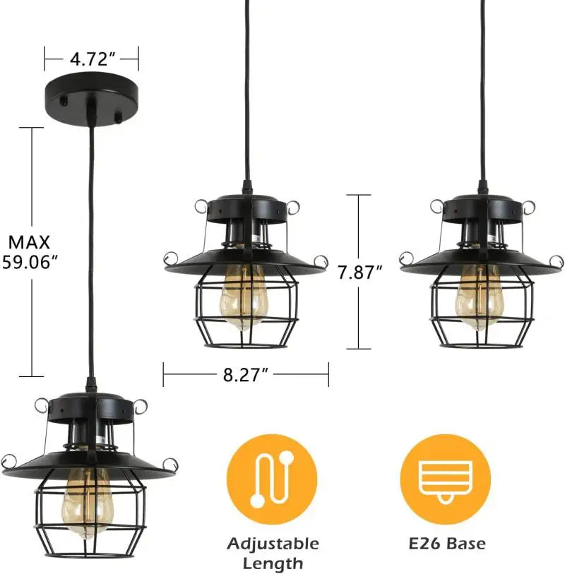 Vintage Loft Industrial Pendant Lights Hanging Lamp Modern Iron Cage Retro Loft Metal Lamps Retro Cafe Indoor Lighting Fixtures