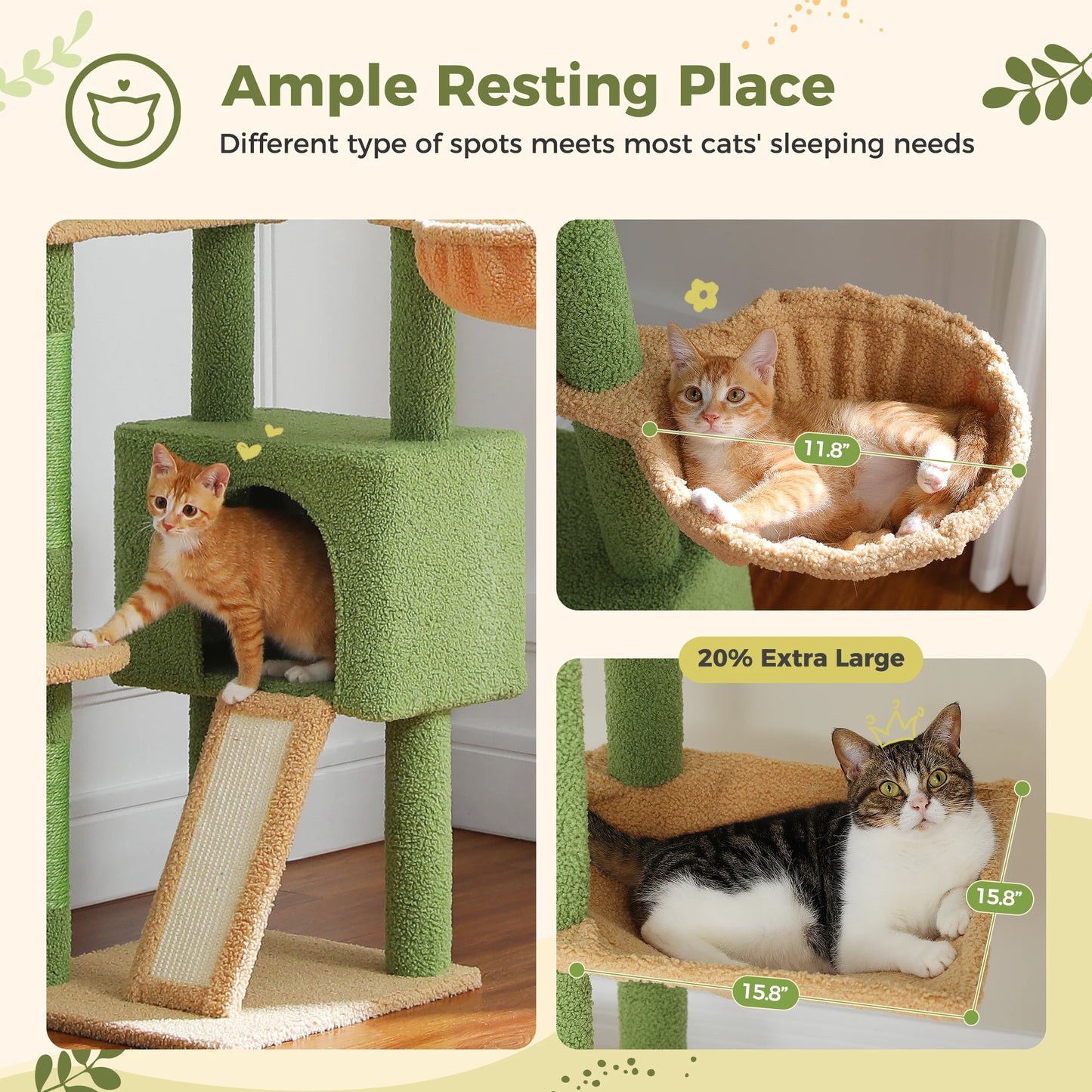Cat Tree, Floor to Ceiling Cat Tower, Adjustable Height