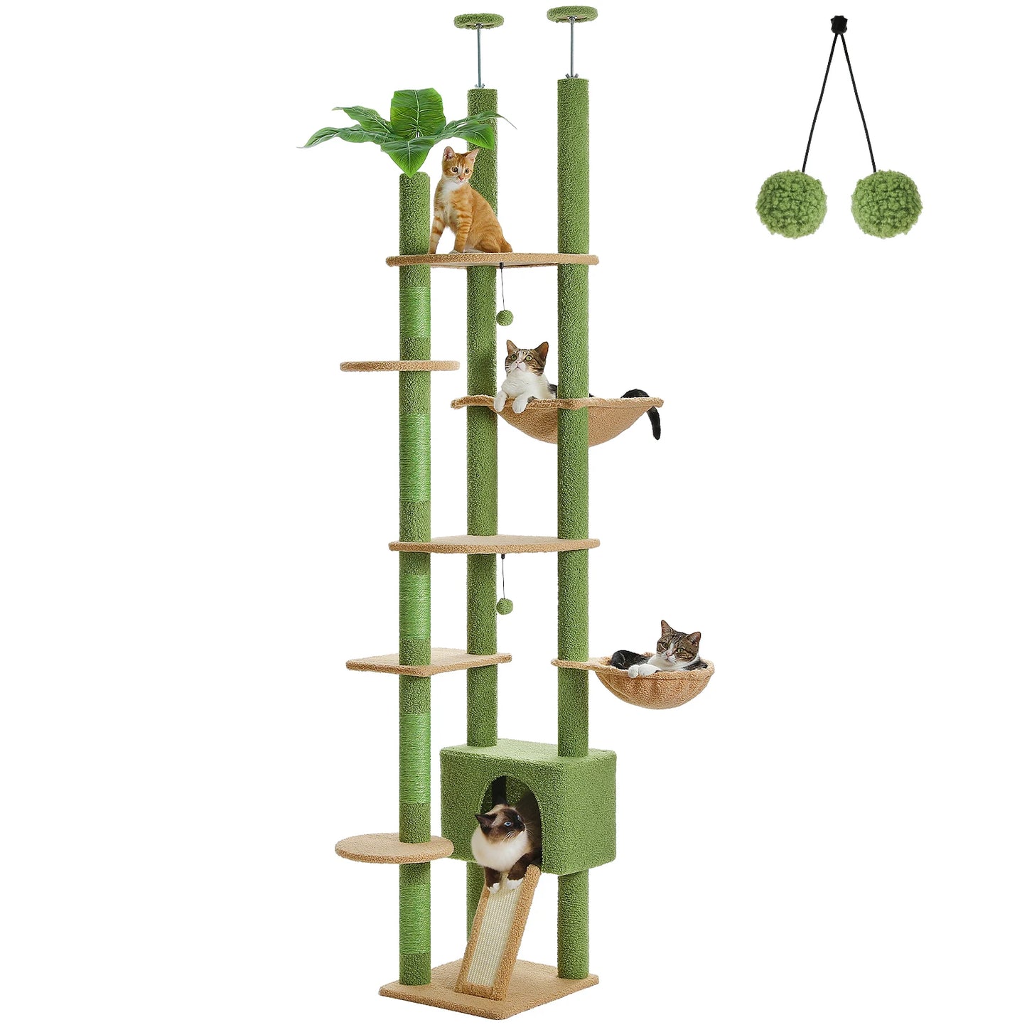 Cat Tree, Floor to Ceiling Cat Tower, Adjustable Height