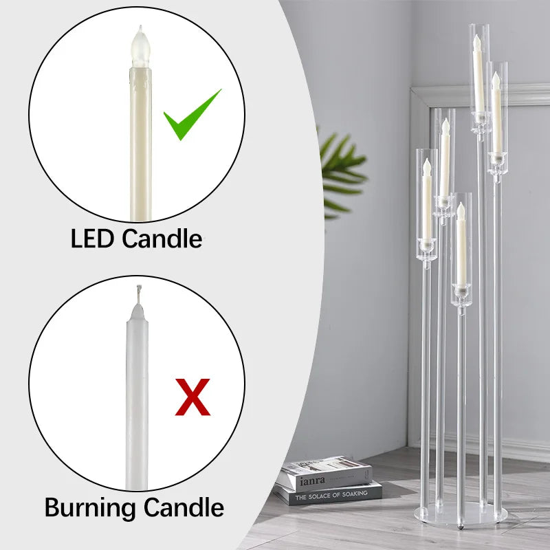 10PCS Acrylic 5 Arm Candelabra Candlestick Holder