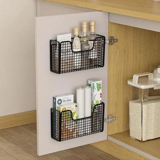 Punch-free Wall Mounted Iron Kitchen Cabinet Door Storage Box, Wall-mounted