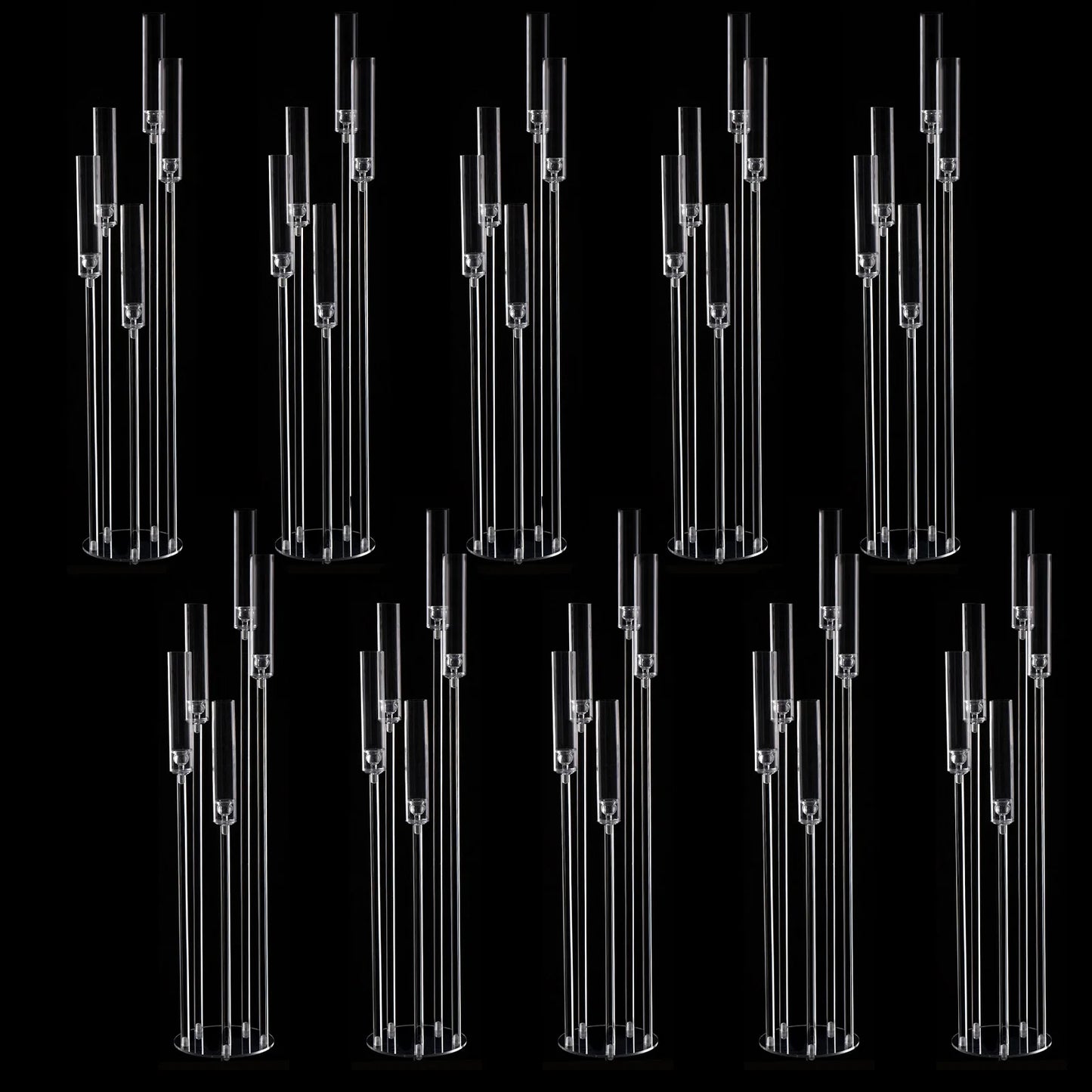 10PCS Acrylic 5 Arm Candelabra Candlestick Holder