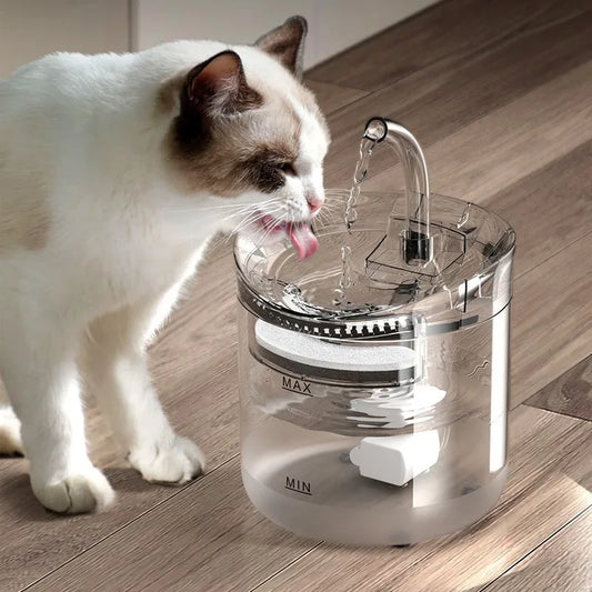Smart Pet Water Dispenser - 1.8L, Transparent, Faucet, Filter, for Cats and Dogs