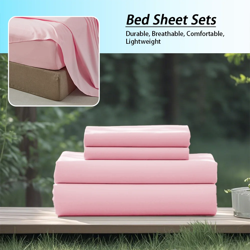 3 or 4 Piece Soft Solid-Color Fashionable Bedding Set, Brushed Microfiber, Various Colors and Sizes
