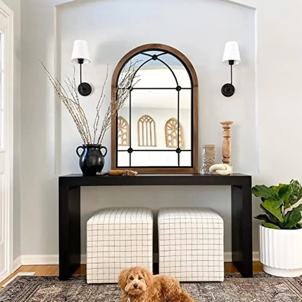 Farmhouse Arched Cathedral Style Wall Mirror
