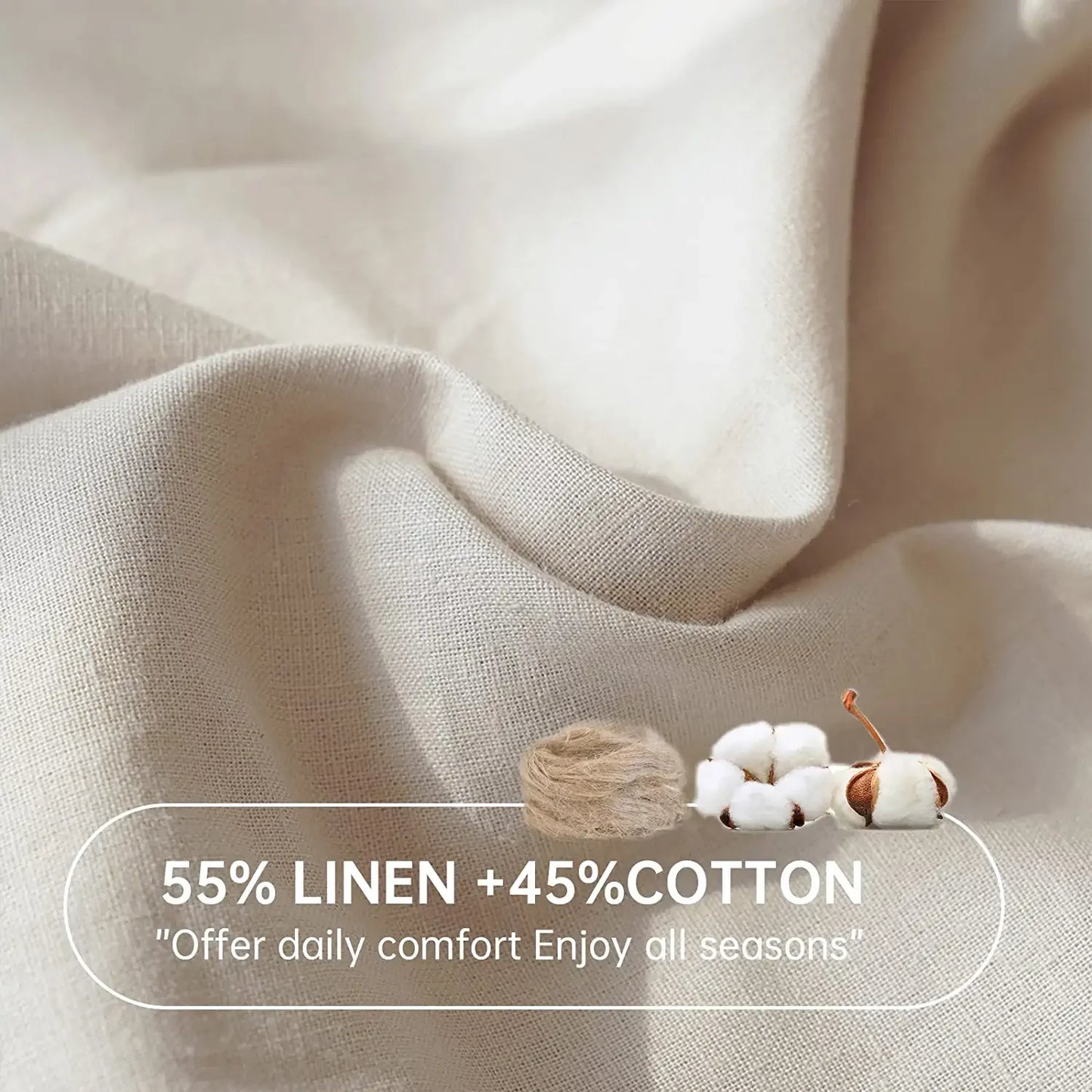 Simple & Opulence Linen Fitted Sheet (1 Piece) - 14 Inch Deep Pocket, Breathable