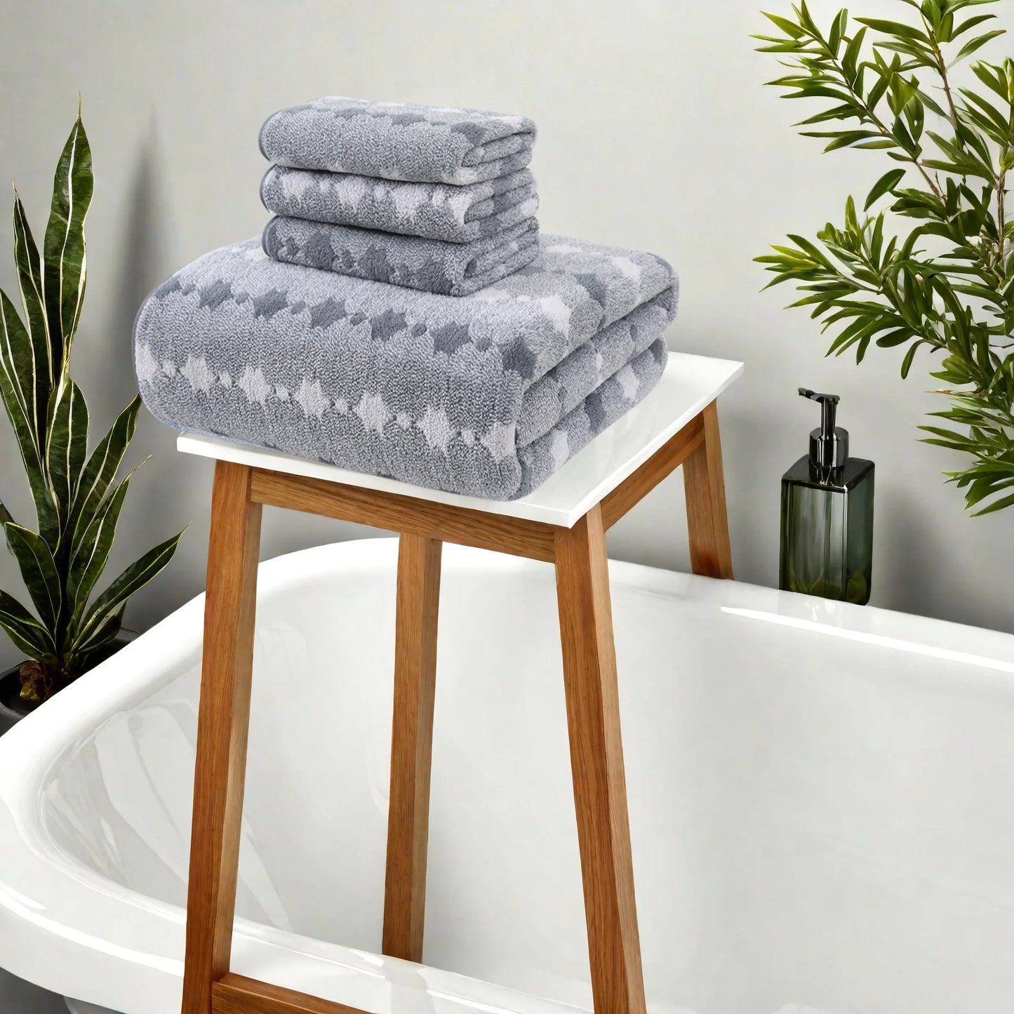 4 or 8 Piece Absorbent Soft Cotton Towel Set, Quick Dry, Durable