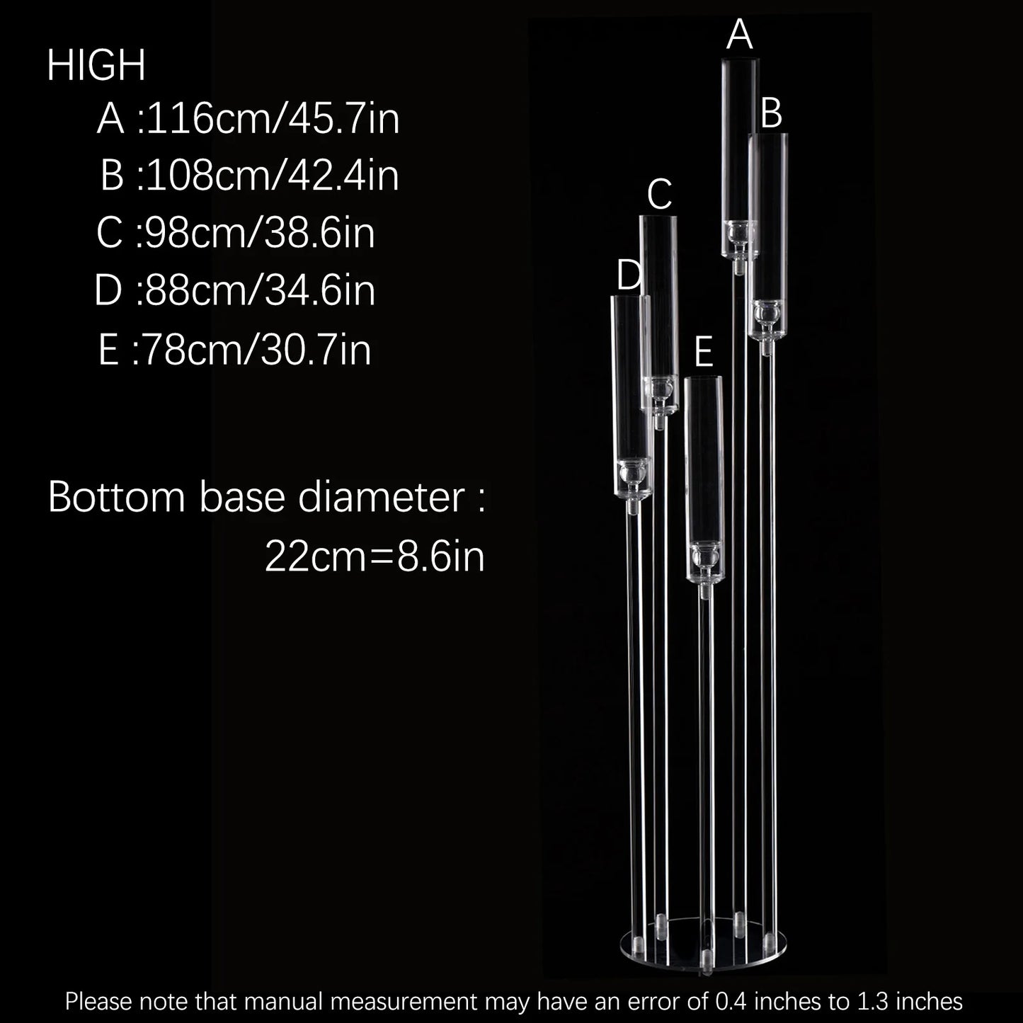 10PCS Acrylic 5 Arm Candelabra Candlestick Holder