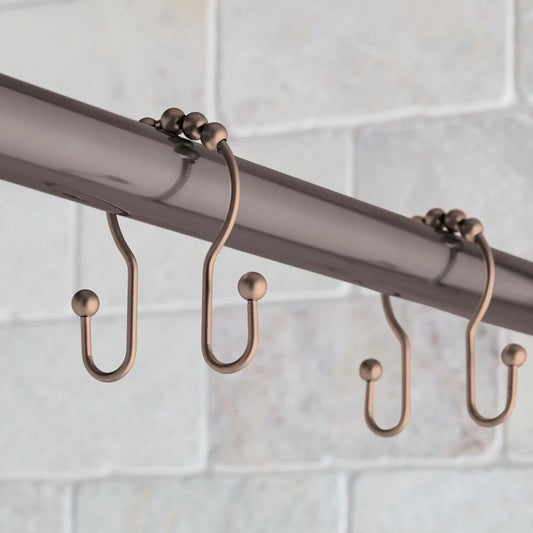 Rustproof Stainless Steel Double Easy Glide Shower Hooks, Bronze, Set of 12