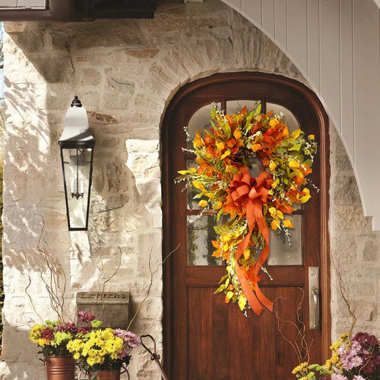 Thanksgiving Farmhouse Autumn Wreath, Maple Leaf