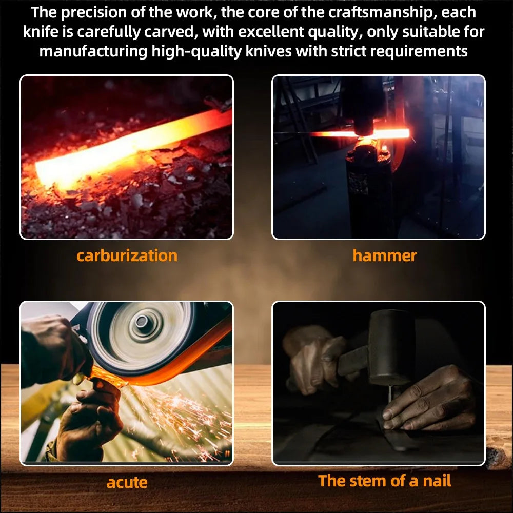 Full 15-Piece Stainless Knife Set with Scissors, Sharpening Rod, Solid Wood Knife Seat