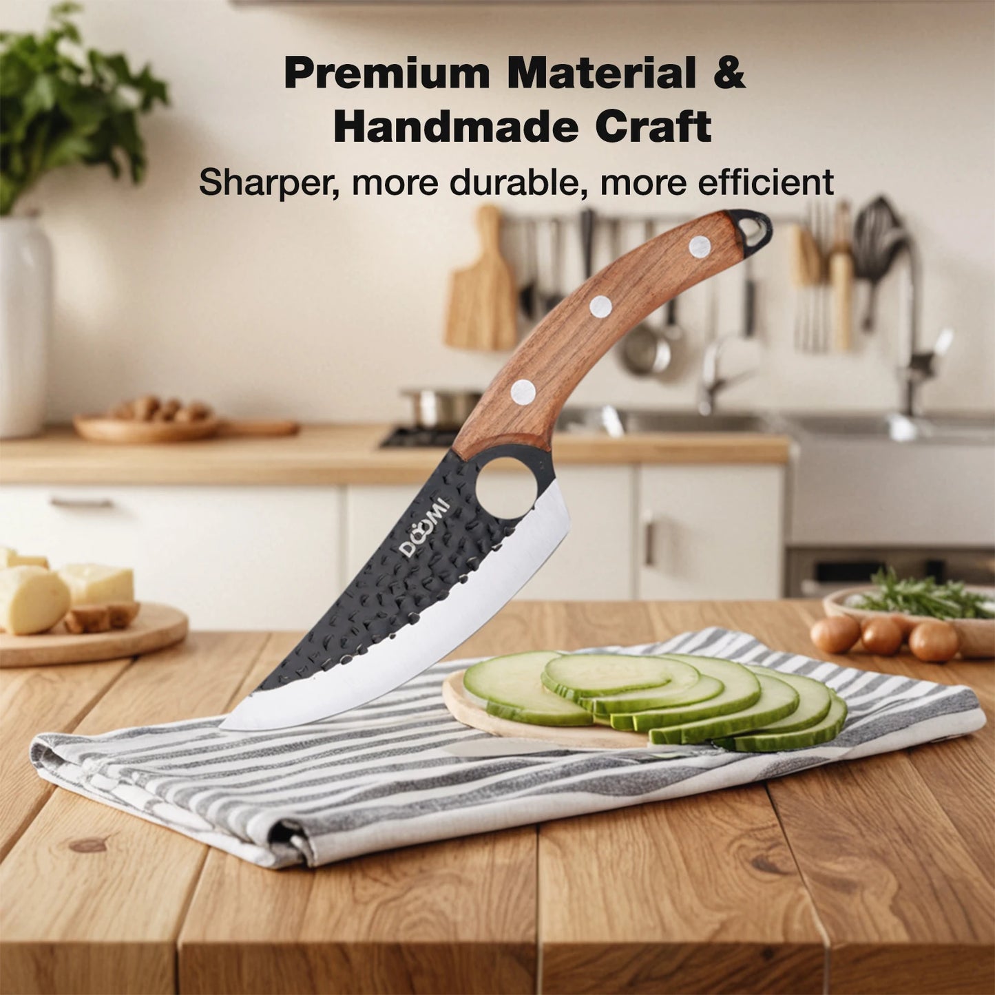 Kitchen Viking Knife with Sheath, Hand-Forged