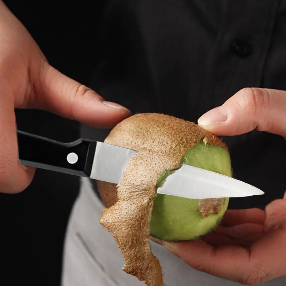 Full 15-Piece Stainless Knife Set with Scissors, Sharpening Rod, Solid Wood Knife Seat